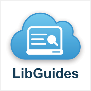 Logo image for Libguides. A blue cloud with a white laptop icon in front.