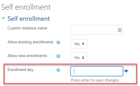 Enter the course password into the enrollment key field.