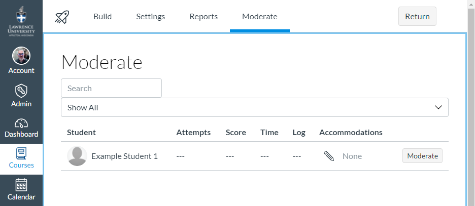 New Quiz Moderate pane.